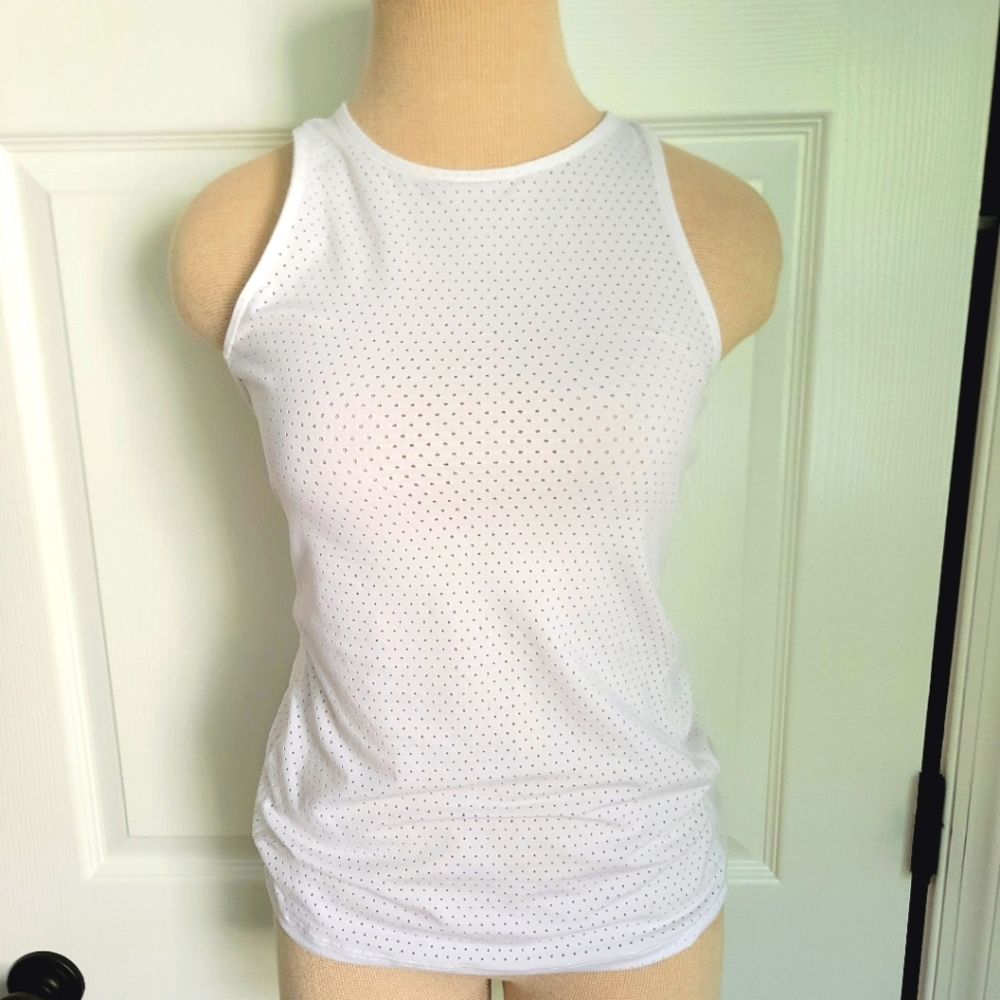 Rabbit Running White Mesh Racerback Tank Top SM